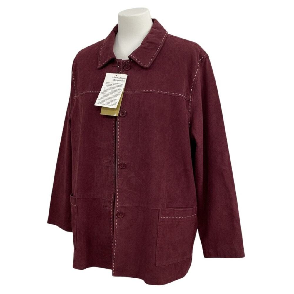 NWT | denim + company Maroon Washable Genuine Leather Jacket | Women's 3x